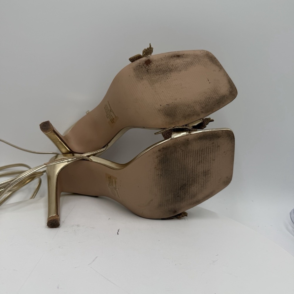 Steve Madden Utopia Gold Ankle Tie Butterfly Stiletto Heels Women's Size 9 Fairy - Picture 7 of 8